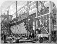 “The Great Eastern during its construction”
